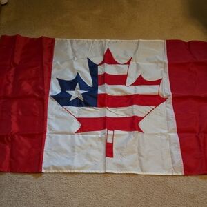 Red and White Flag with Maple Leaf and Star Design